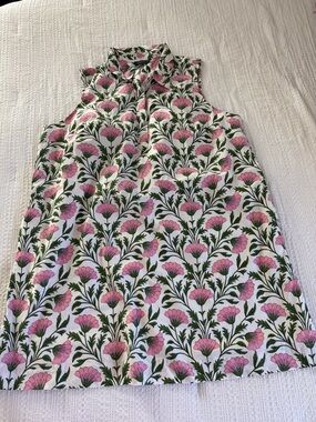 Vineyard Vines White Sleeveless Dress with Pink and Green Floral Print